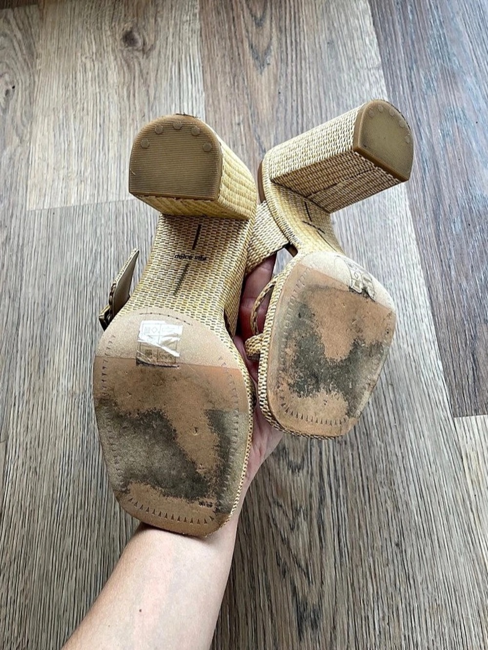 Dolce Vita Karlos Sandal Woven Block Heel Brown & Tan - Picture 3 of 3